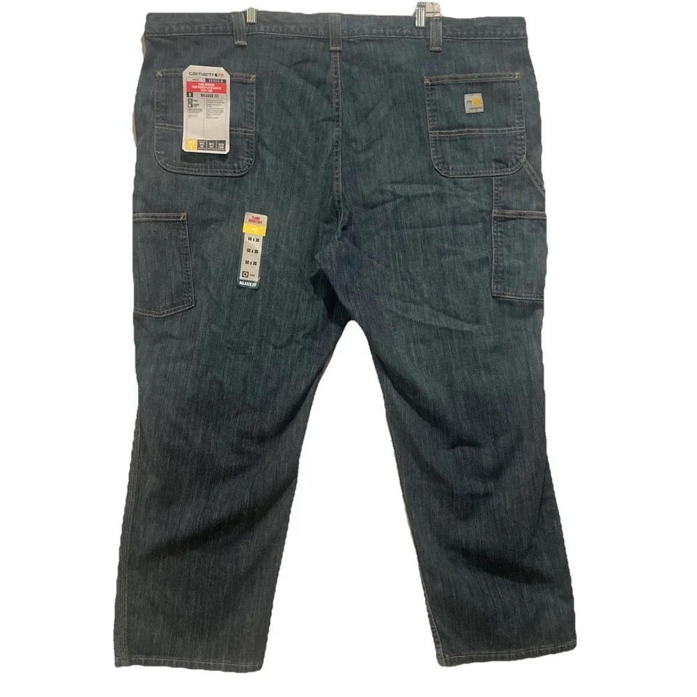 NWT Carhartt FR Jeans 50x30 Blue Denim Workwear Relaxed Fit Straight Leg Mens‎